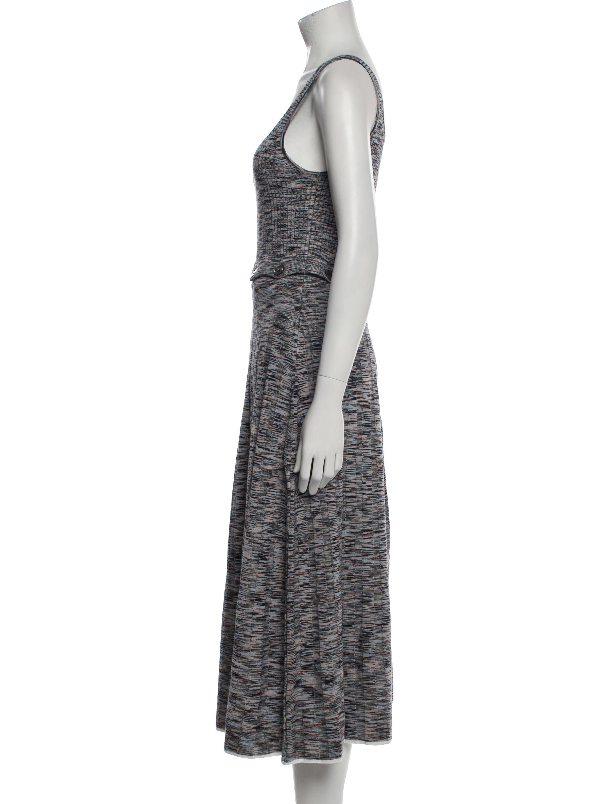 L'Academie Striped Midi Length Dress