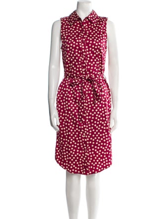 L'Academie Polka Dot Print Midi Length Dress