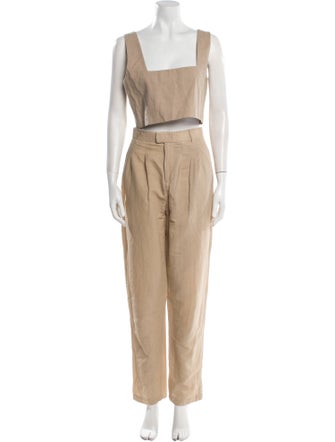 L'Academie Linen Pleated Accents Pant Set