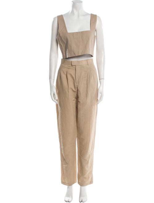 L'Academie Linen Pleated Accents Pant Set