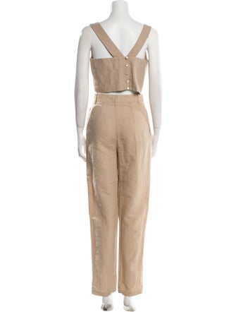 L'Academie Linen Pleated Accents Pant Set