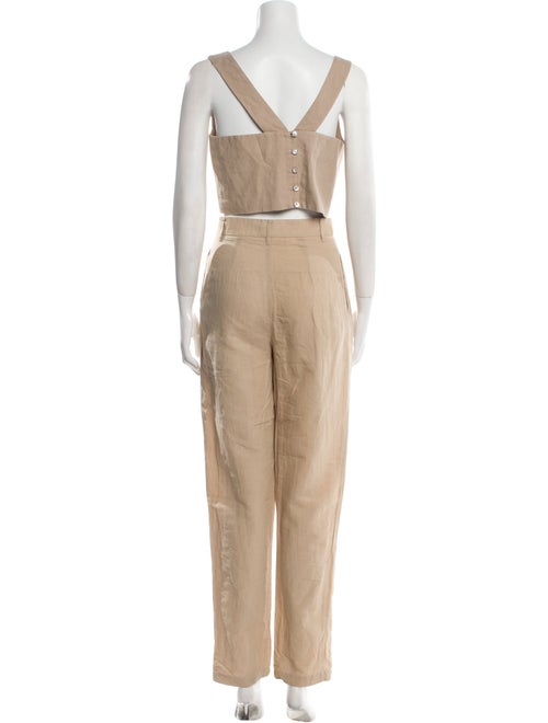 L'Academie Linen Pleated Accents Pant Set