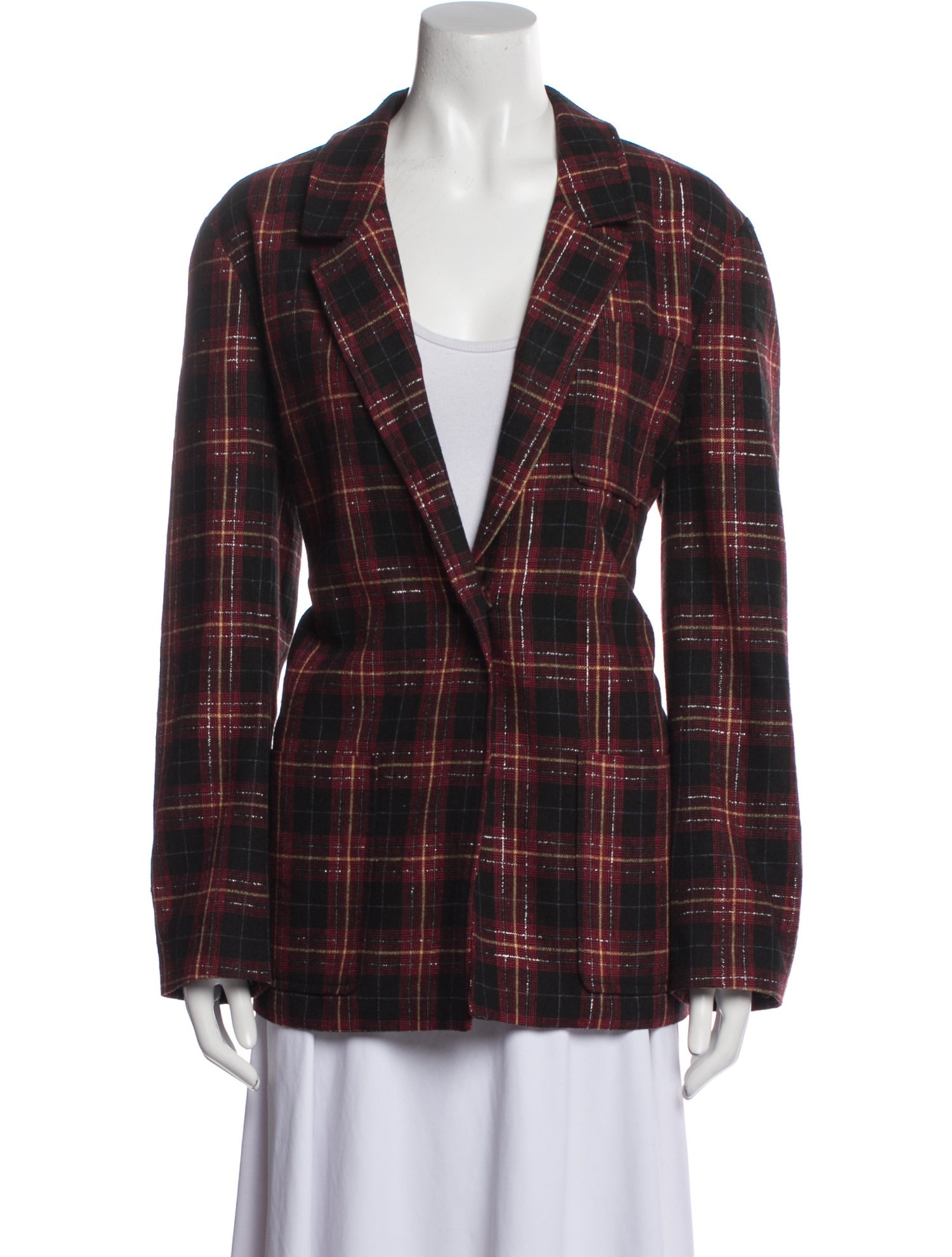 L'Academie Plaid Print Blazer
