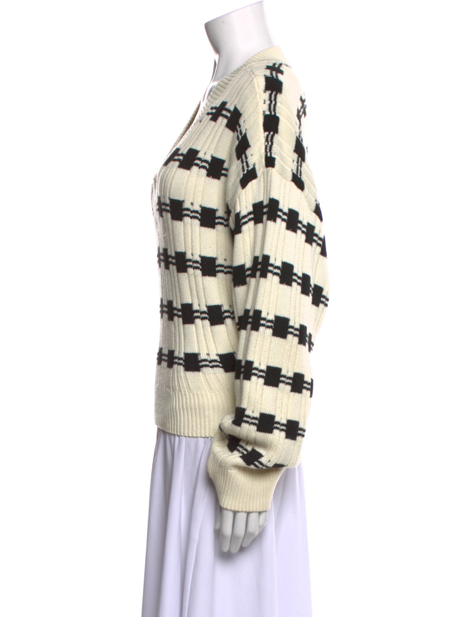 L'Academie Striped V-Neck Sweater