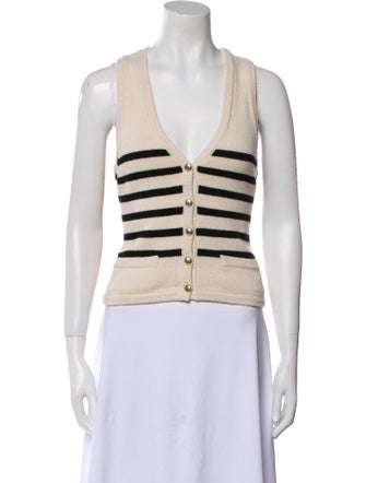 L'Academie Striped V-Neck Sweater