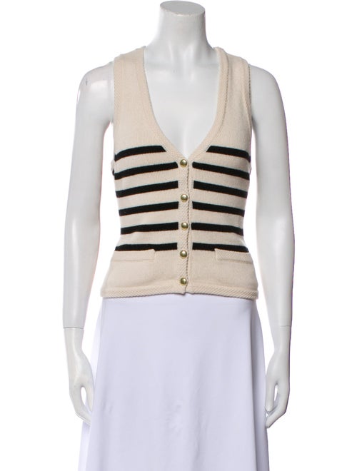 L'Academie Striped V-Neck Sweater