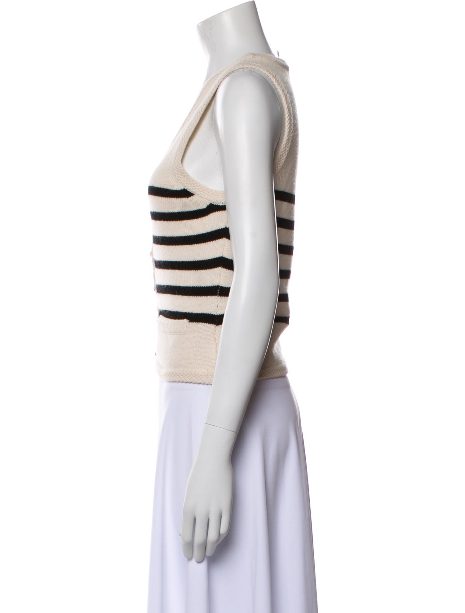 L'Academie Striped V-Neck Sweater