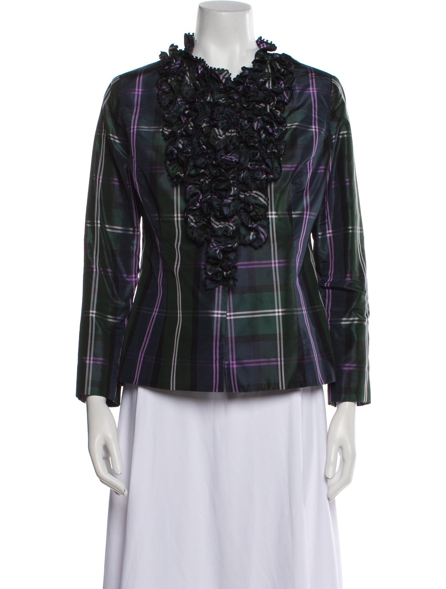 lee anderson couture Plaid Print Evening Jacket