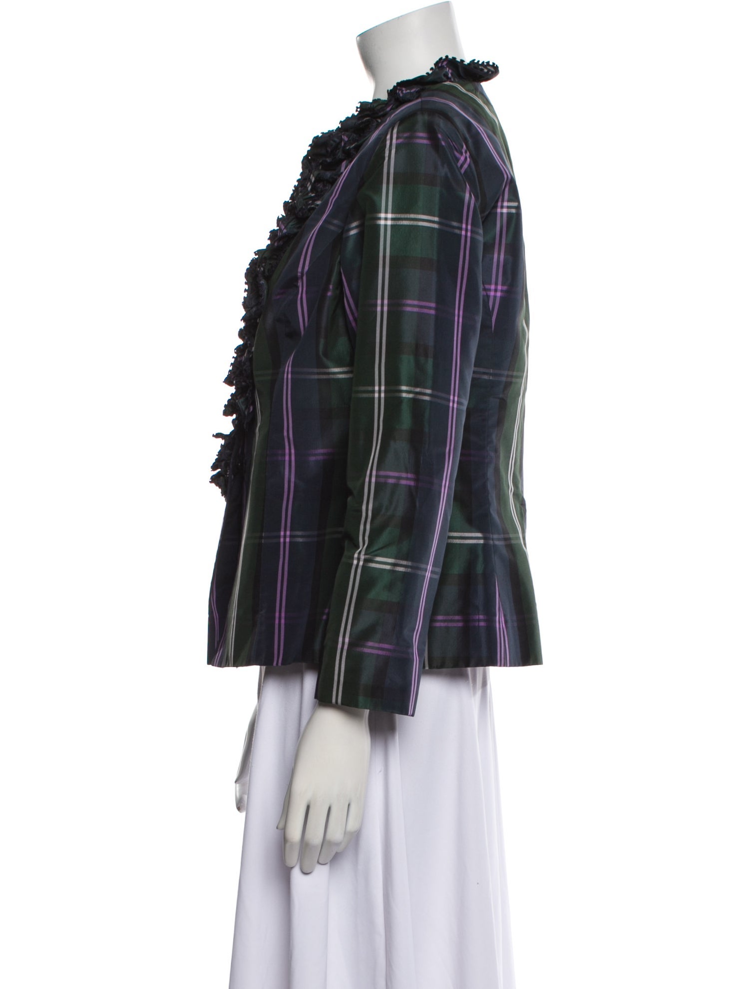 lee anderson couture Plaid Print Evening Jacket