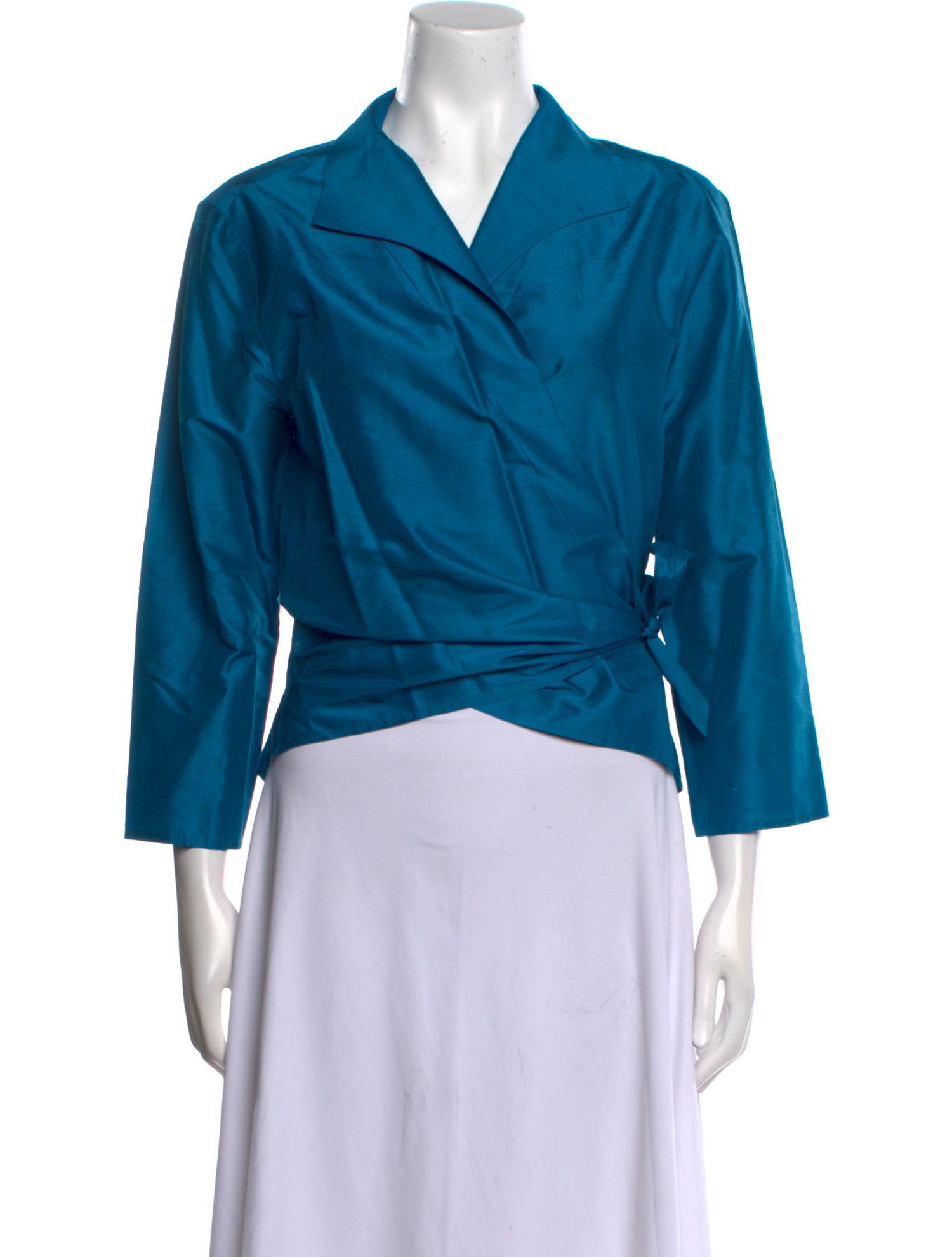 lee anderson couture Three-Quarter Sleeve Crop Top