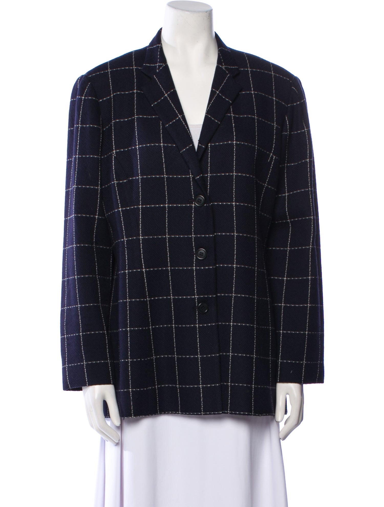 lee anderson couture Wool Plaid Print Blazer