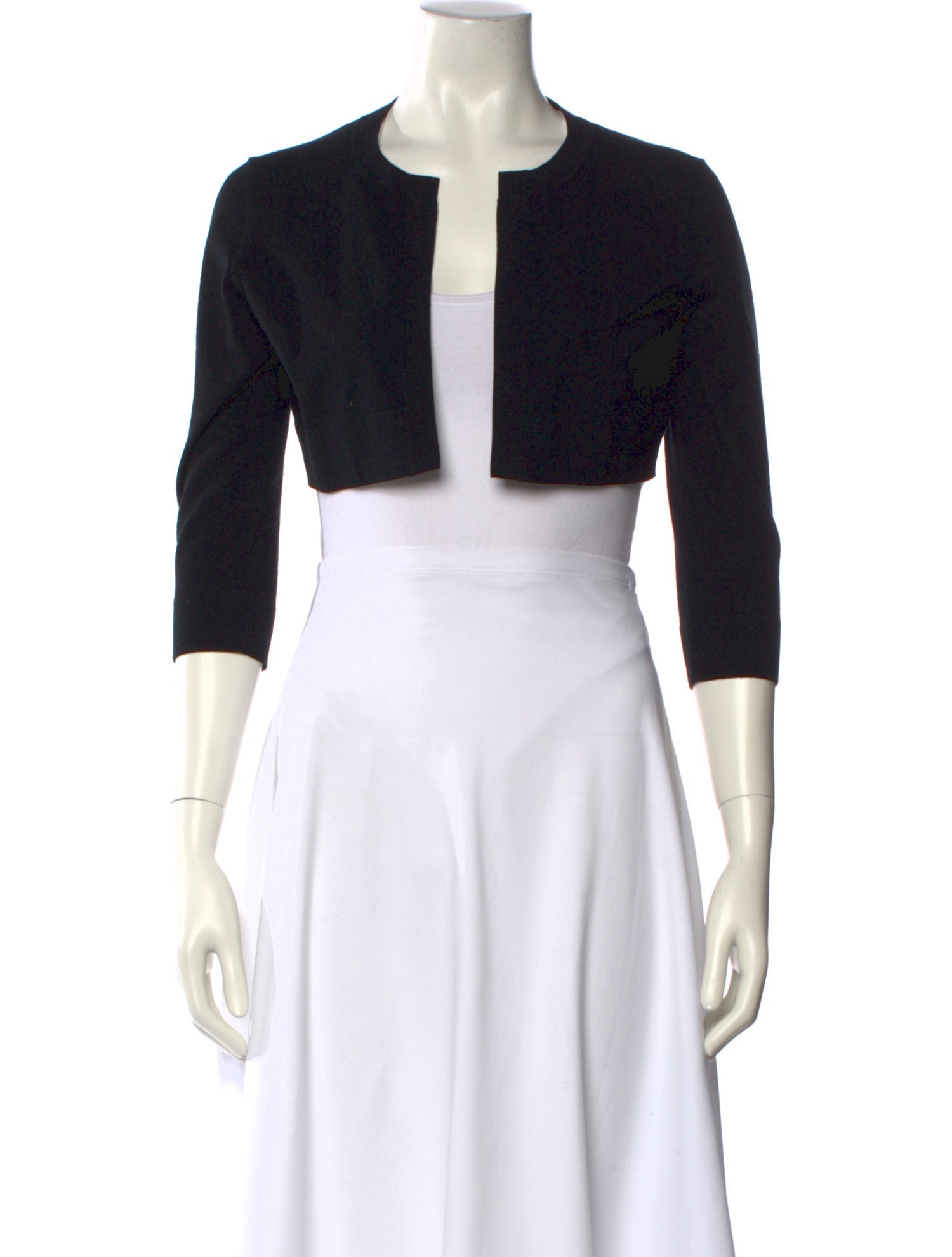 lee anderson couture V-Neck Three-Quarter Sleeve Crop Top