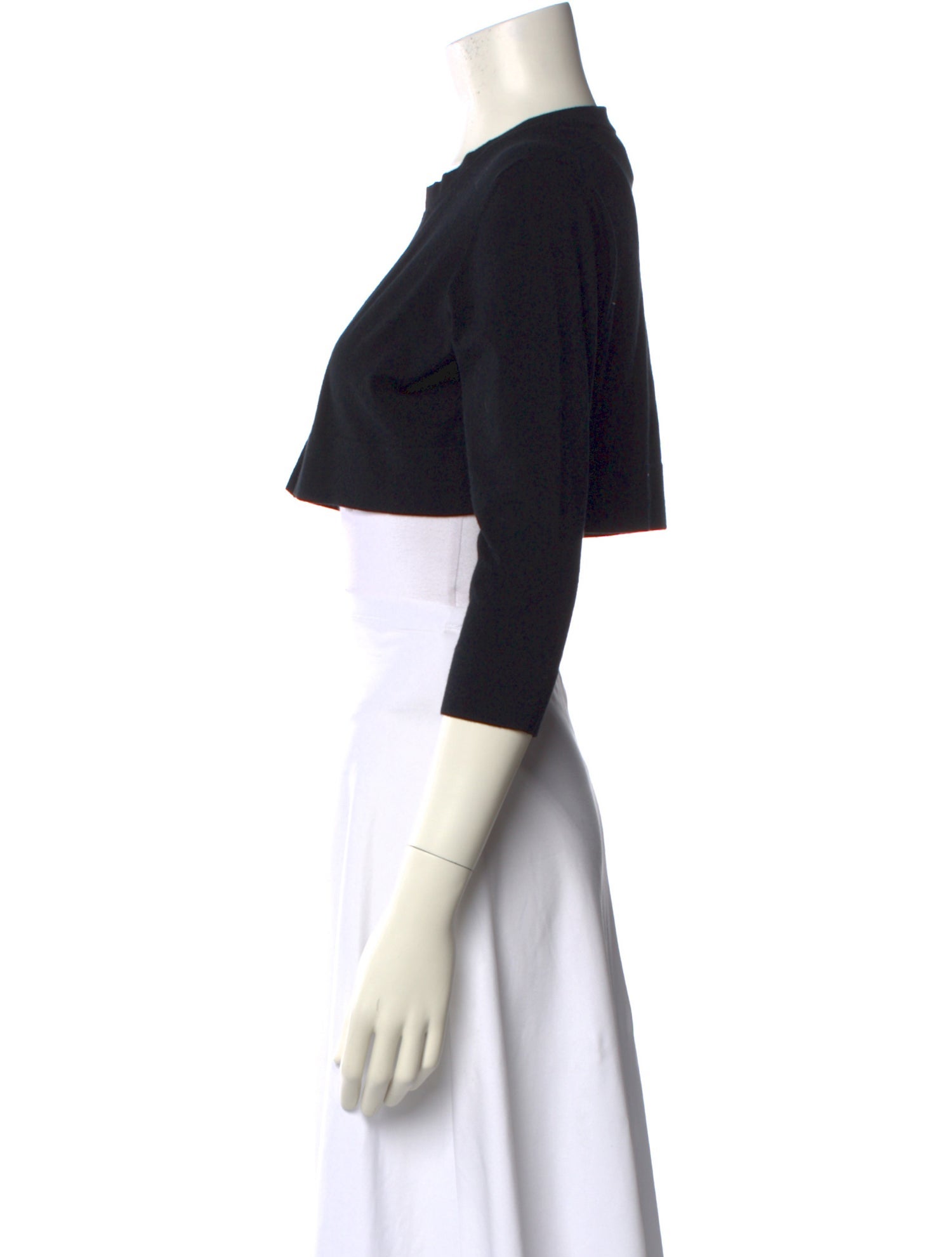 lee anderson couture V-Neck Three-Quarter Sleeve Crop Top