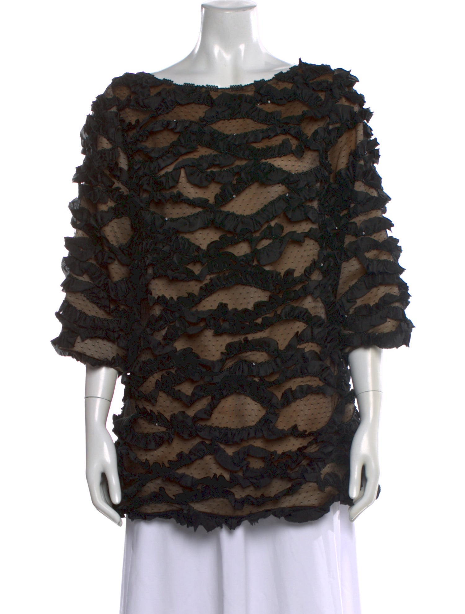 lee anderson couture Patterned Crew Neck Top