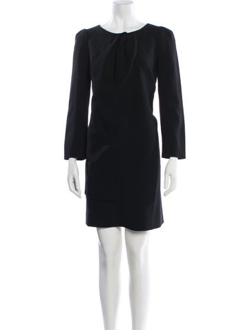 Pre-owned Lee Anderson Couture Crew Neck Mini Dress In Blue
