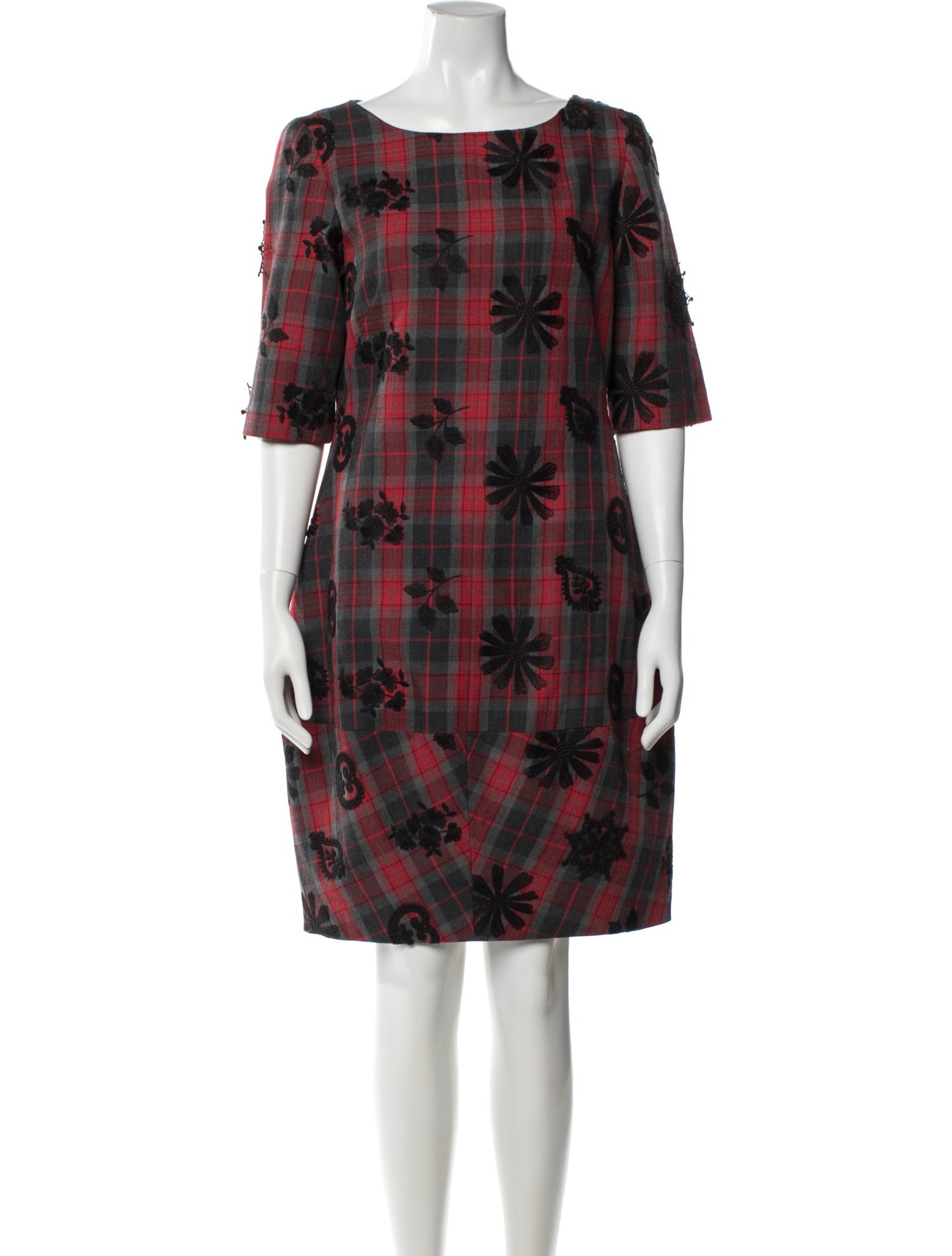 lee anderson couture Plaid Print Knee-Length Dress