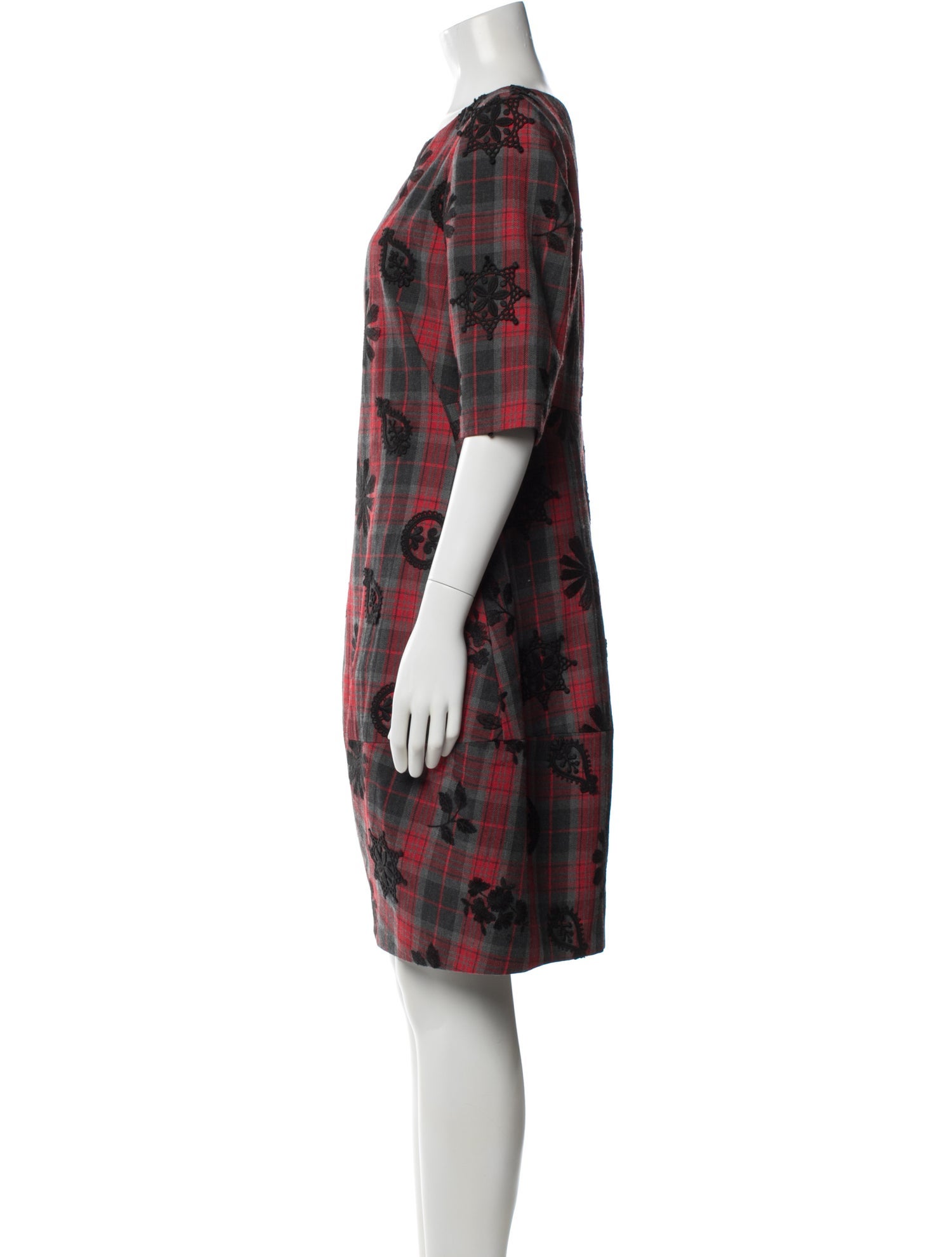 lee anderson couture Plaid Print Knee-Length Dress