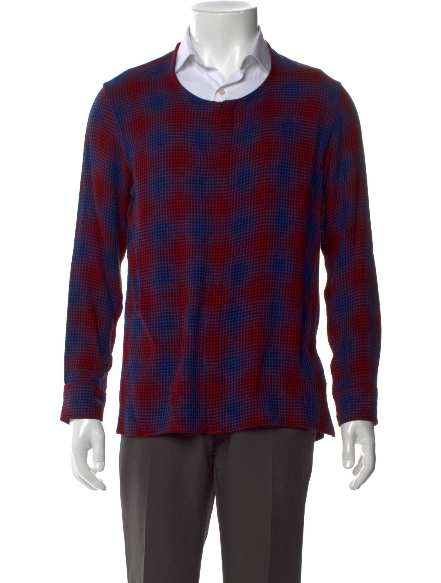 Lad Musician Plaid Print Crew Neck Pullover