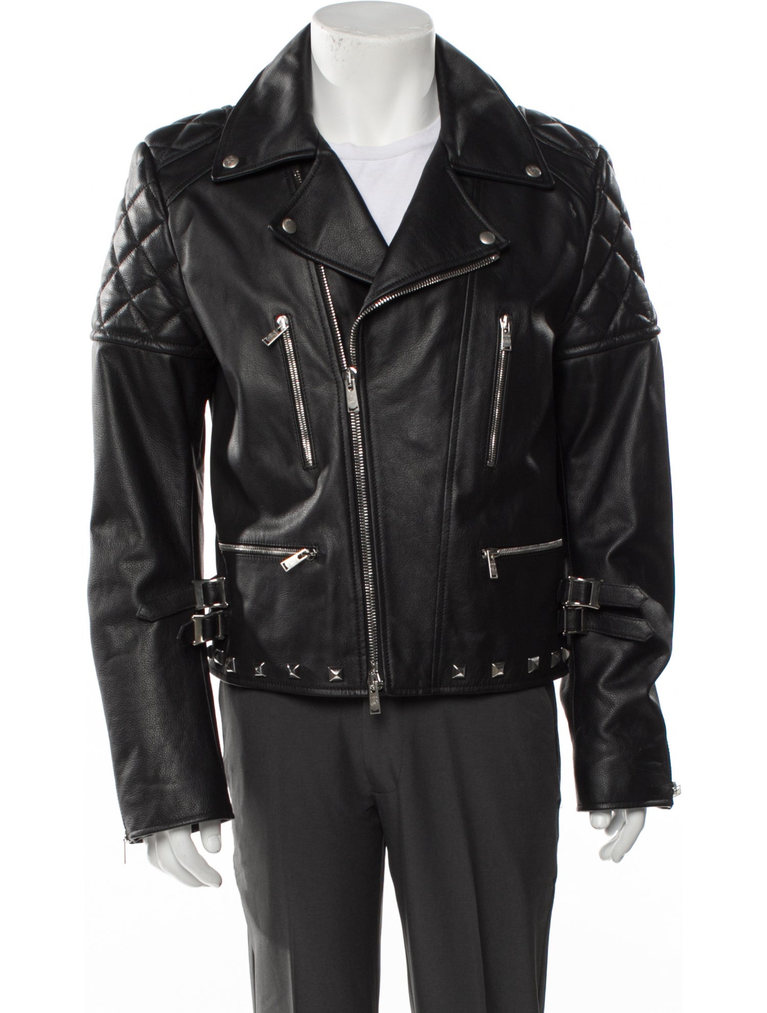 Lanvin x Gallery Dept. Elbow Patch Biker Calf Leather Moto Jacket