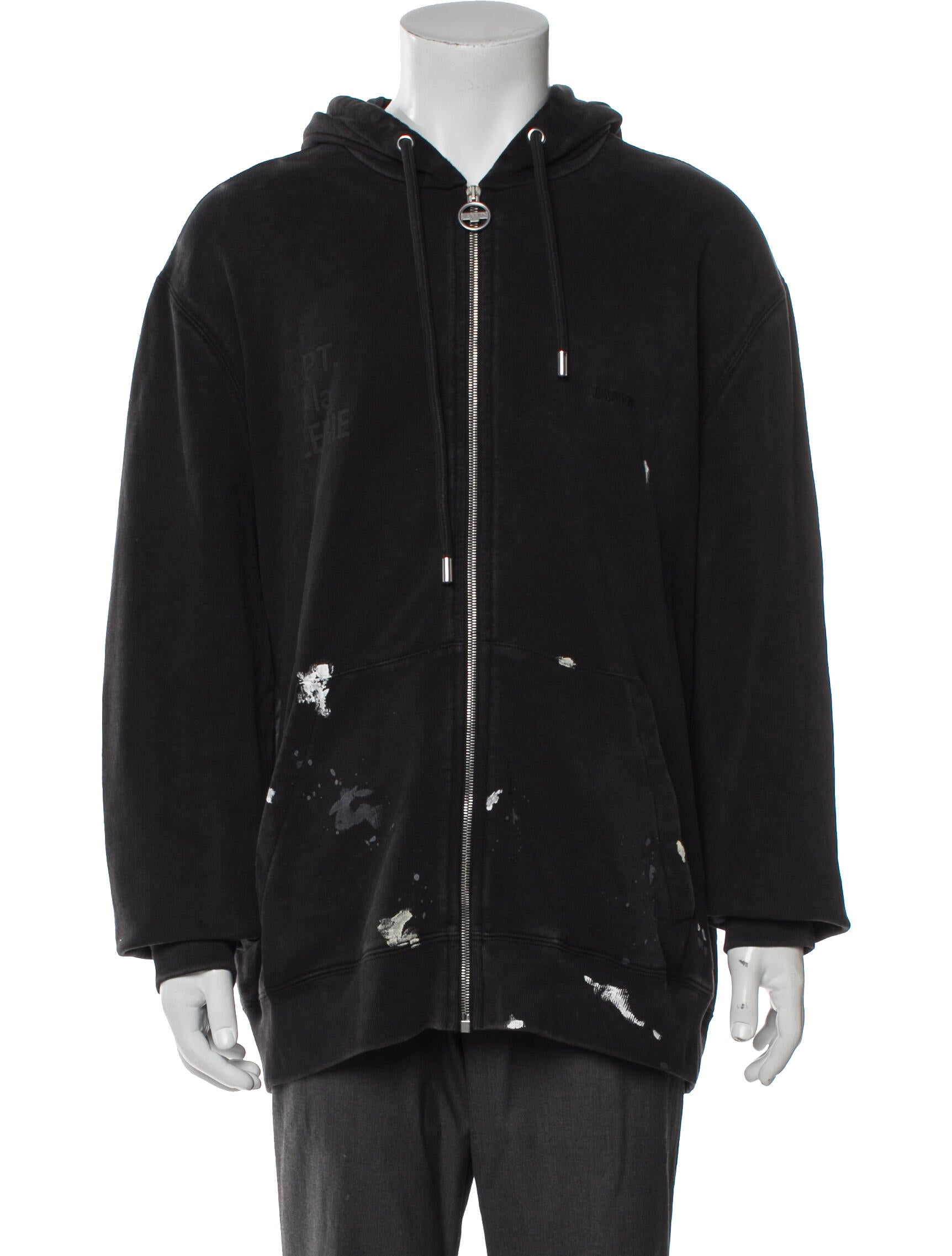 Lanvin x Gallery Dept. Logo ZIp Up V-Neck Hoodie
