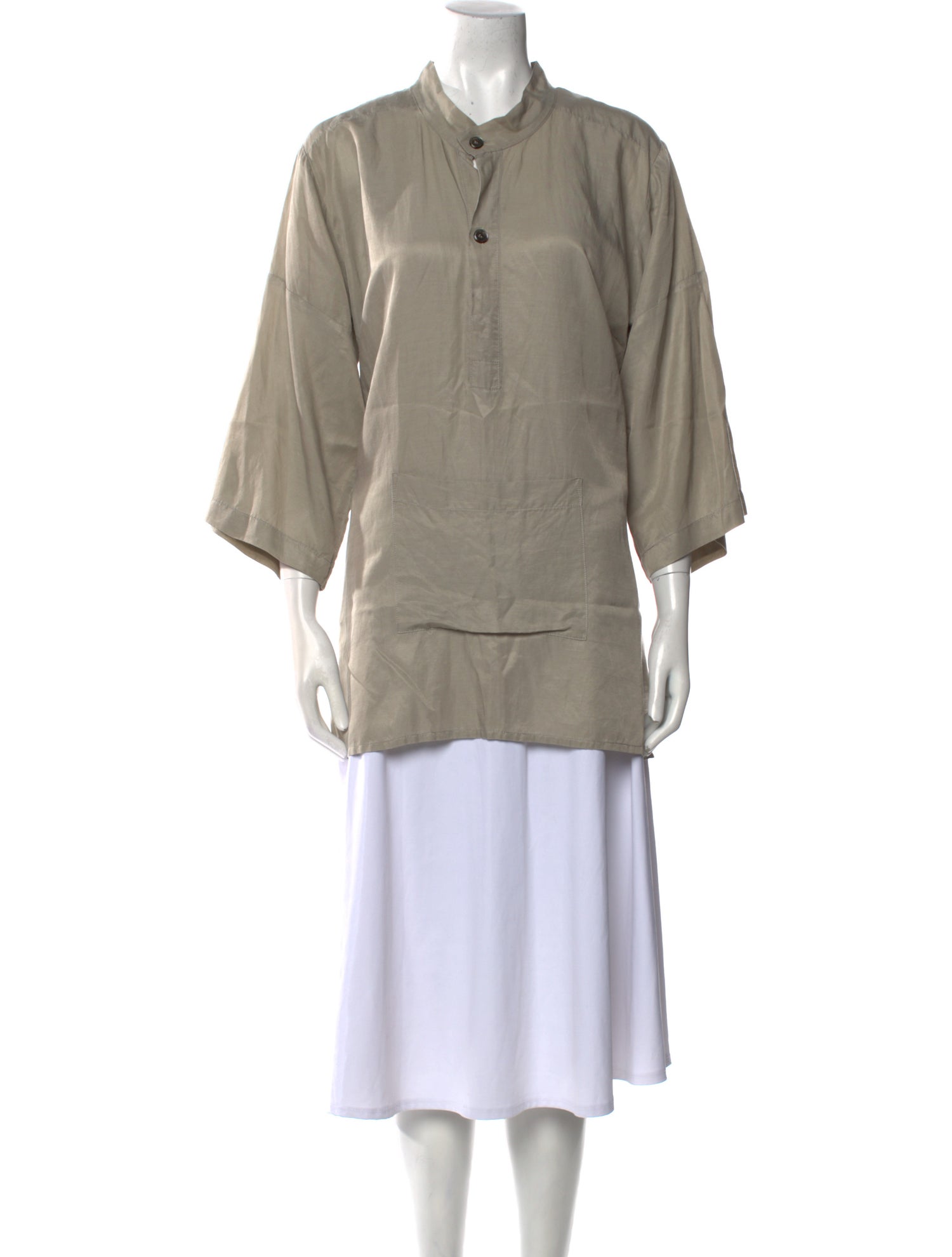 La Garçonne Moderne Mock Neck Three-Quarter Sleeve Tunic