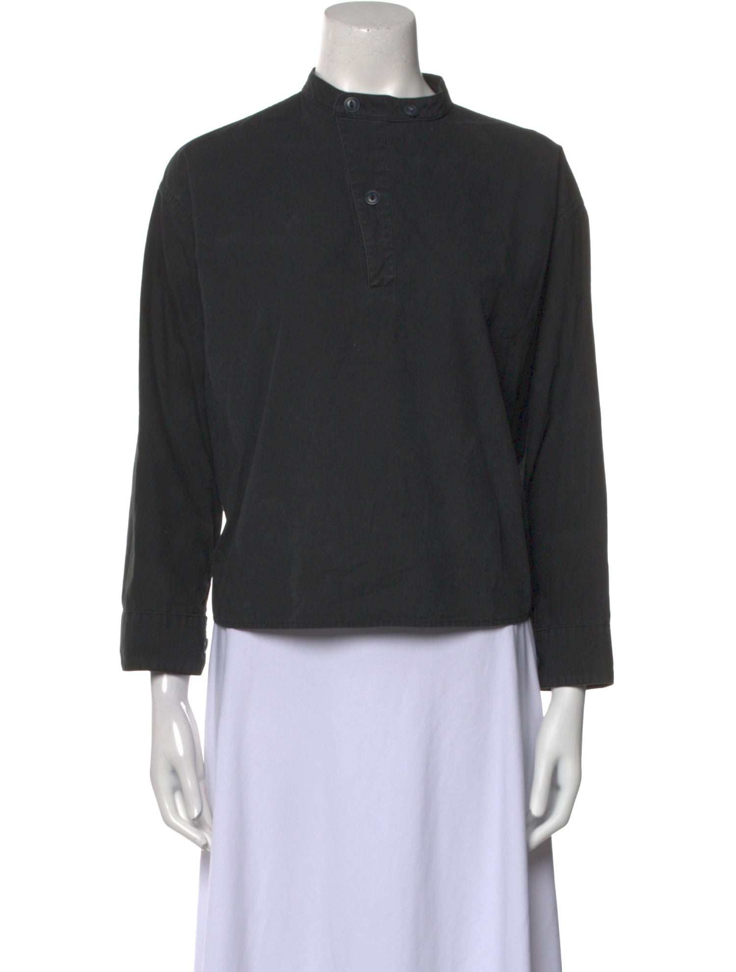 La Garçonne Moderne Mock Neck Three-Quarter Sleeve Top