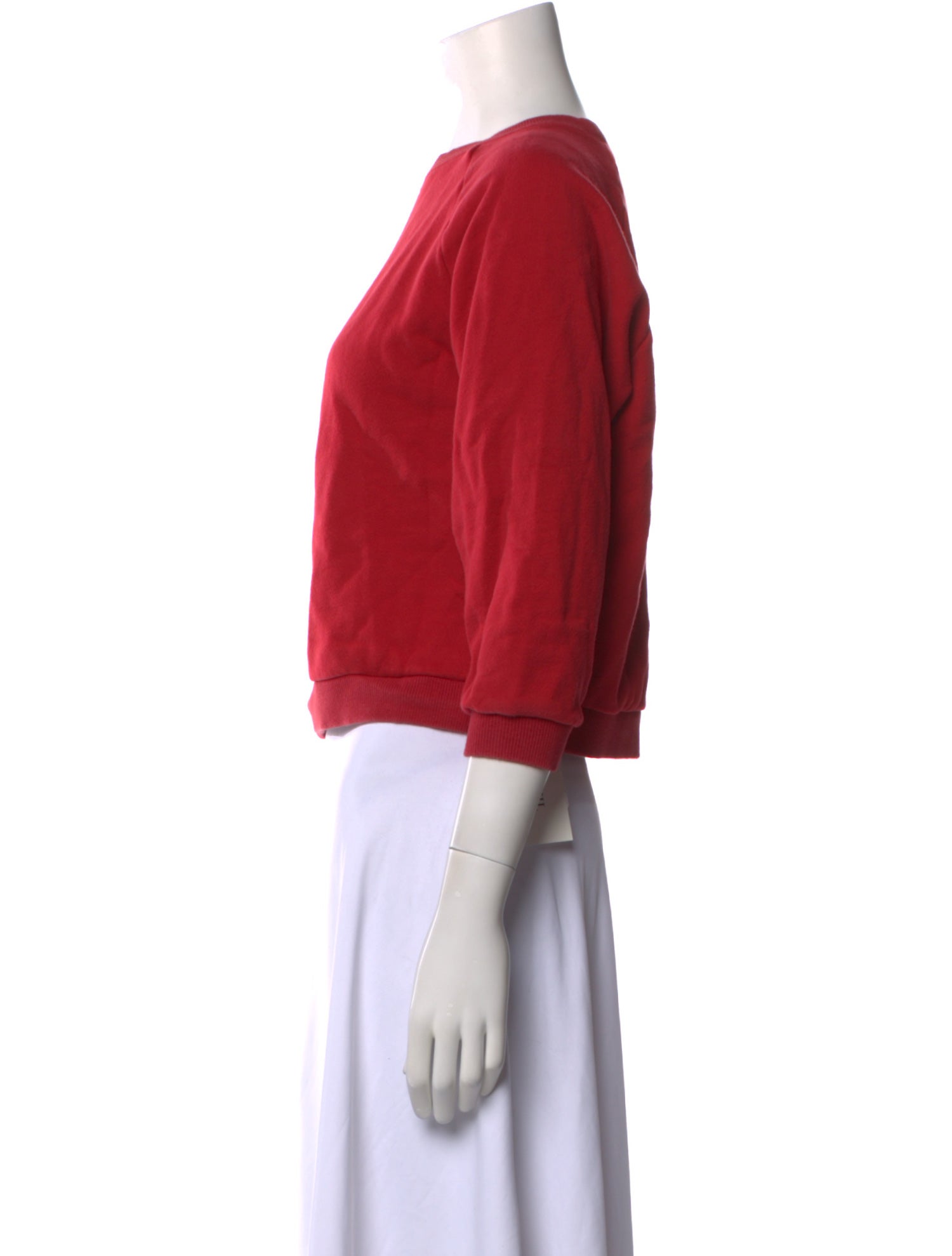 La Garçonne Moderne Bateau Neckline Three-Quarter Sleeve Crop Top