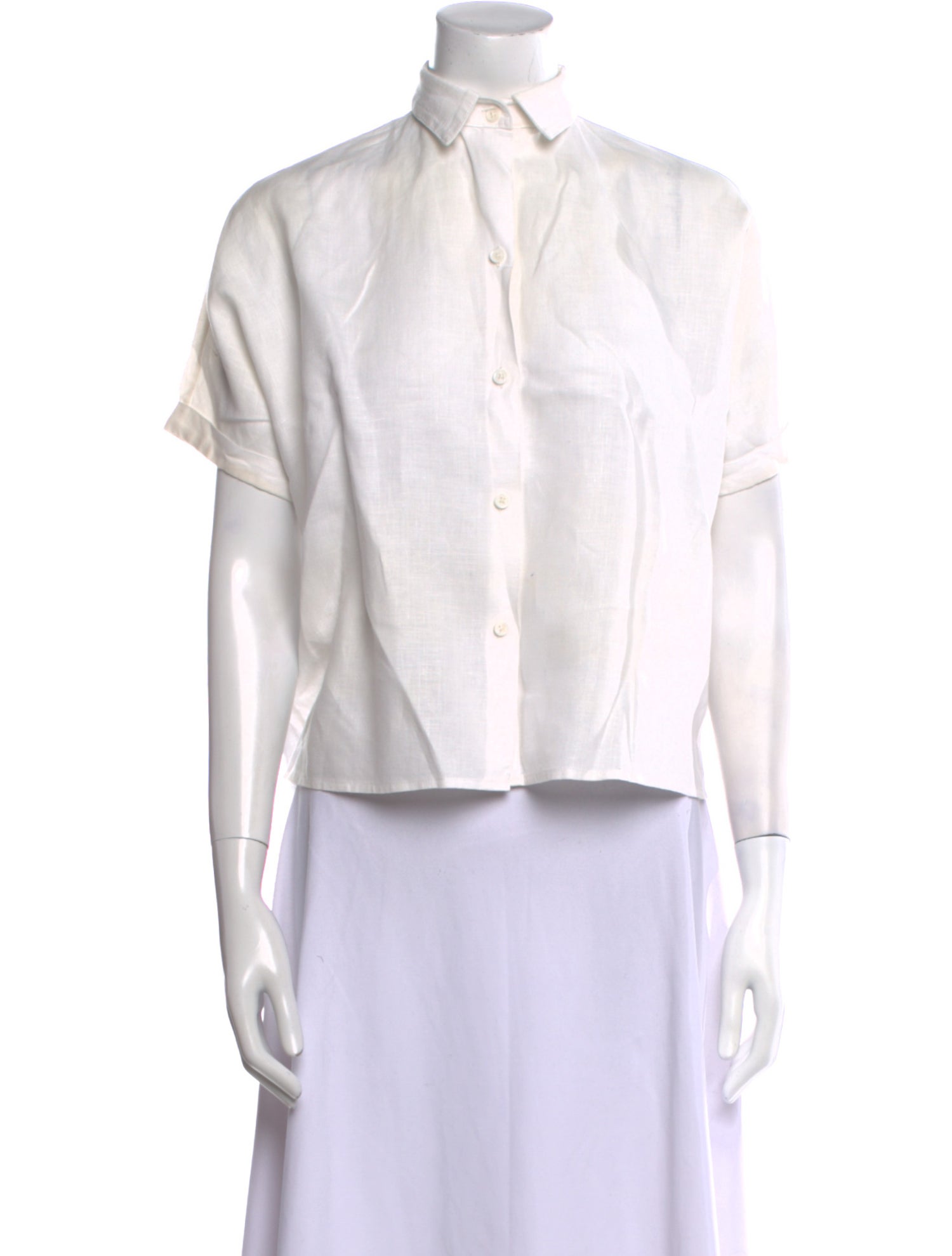 La Garçonne Moderne Linen Short Sleeve Button-Up Top