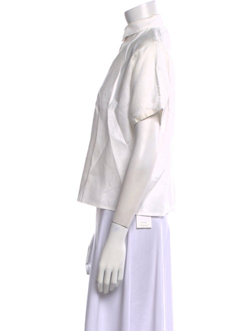 La Garçonne Moderne Linen Short Sleeve Button-Up Top