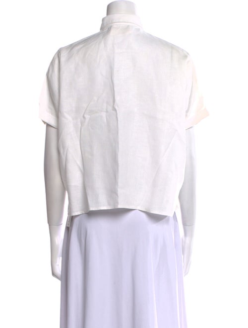 La Garçonne Moderne Linen Short Sleeve Button-Up Top