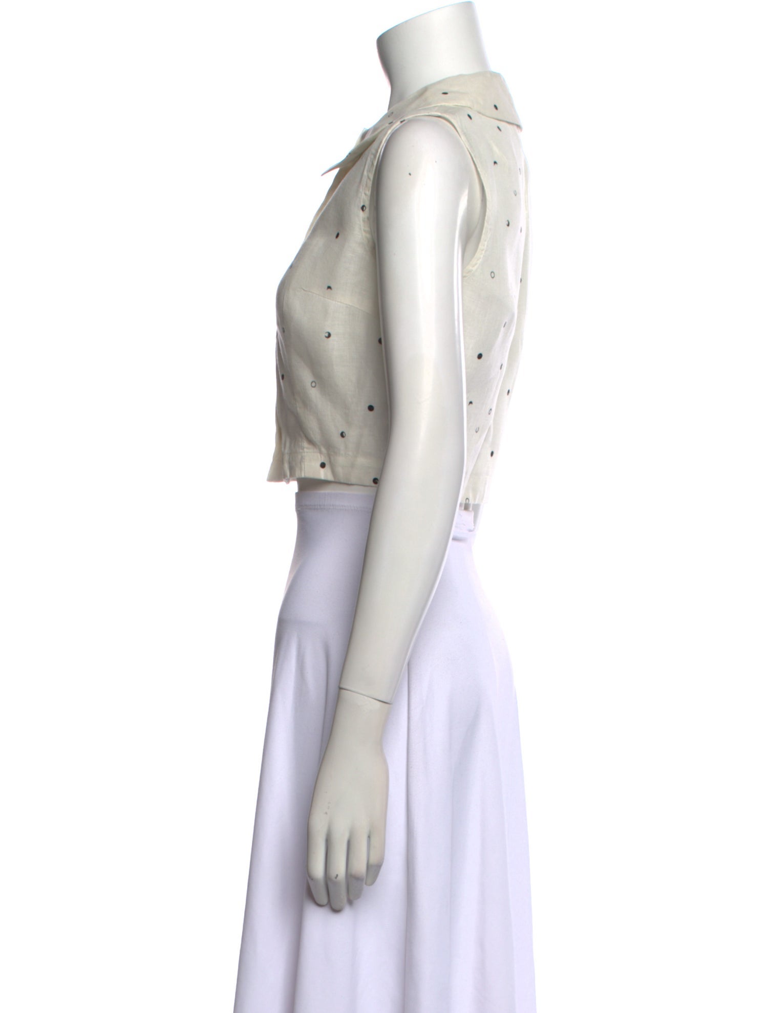 Laura Garcia Collection Linen Polka Dot Print Crop Top