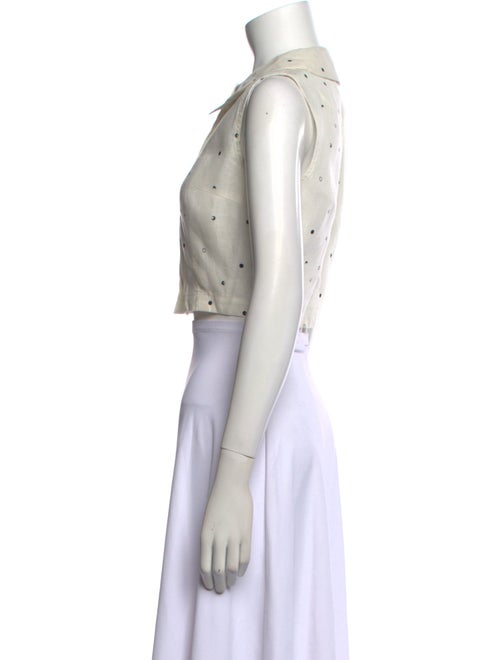 Laura Garcia Collection Linen Polka Dot Print Crop Top