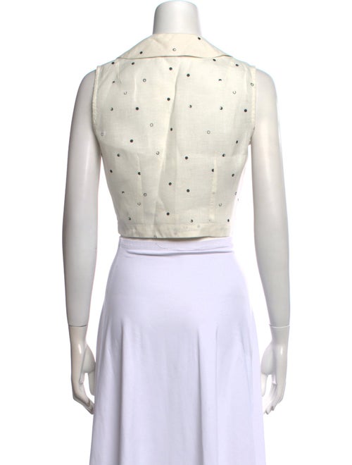 Laura Garcia Collection Linen Polka Dot Print Crop Top