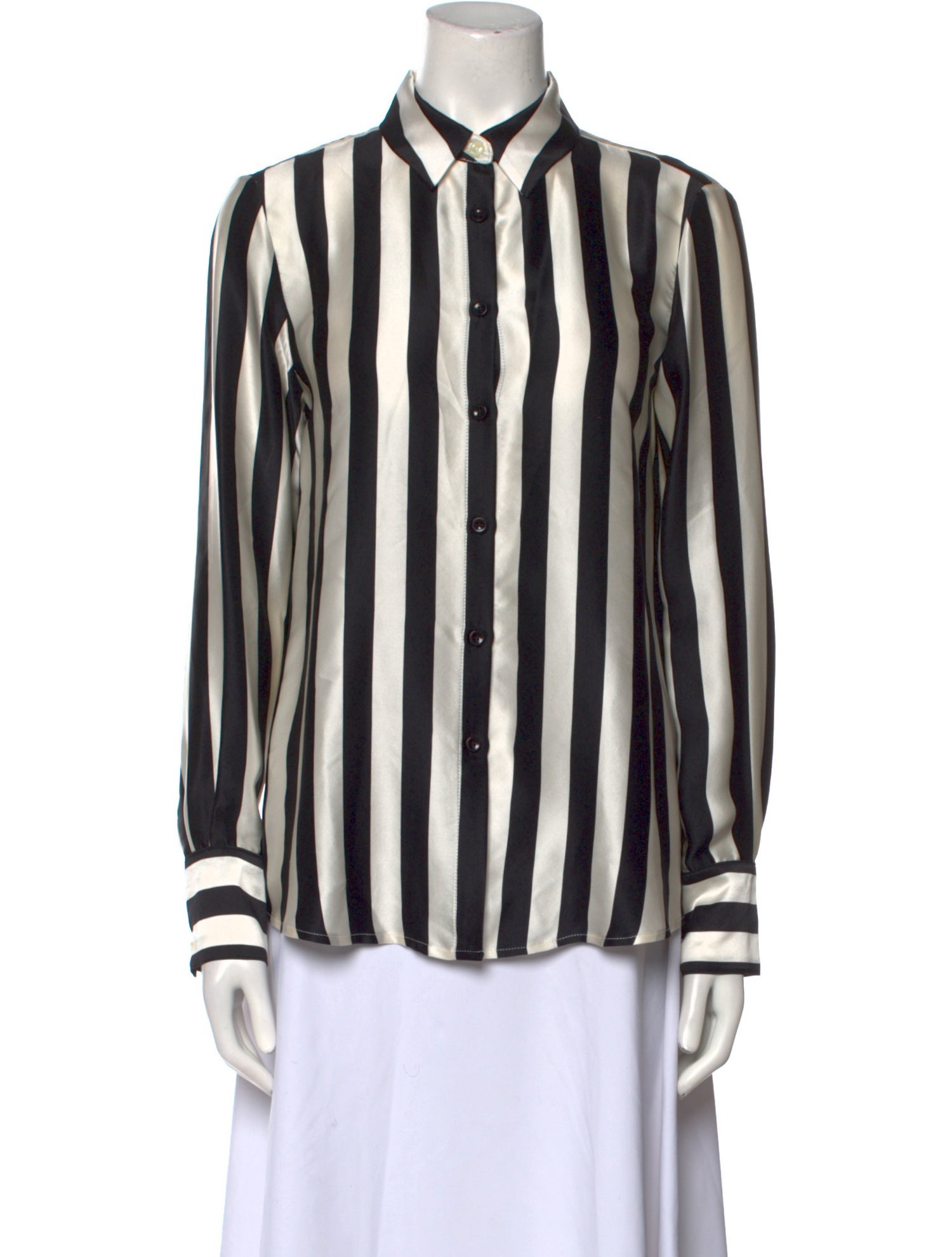 La Ligne Silk Striped Button-Up Top