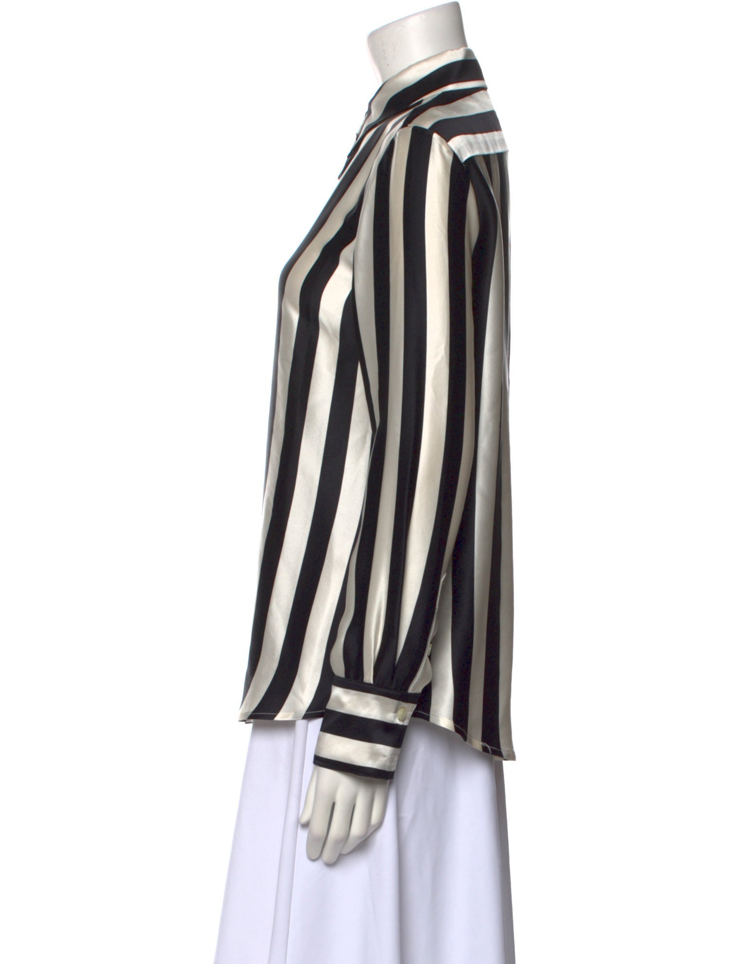 La Ligne Silk Striped Button-Up Top