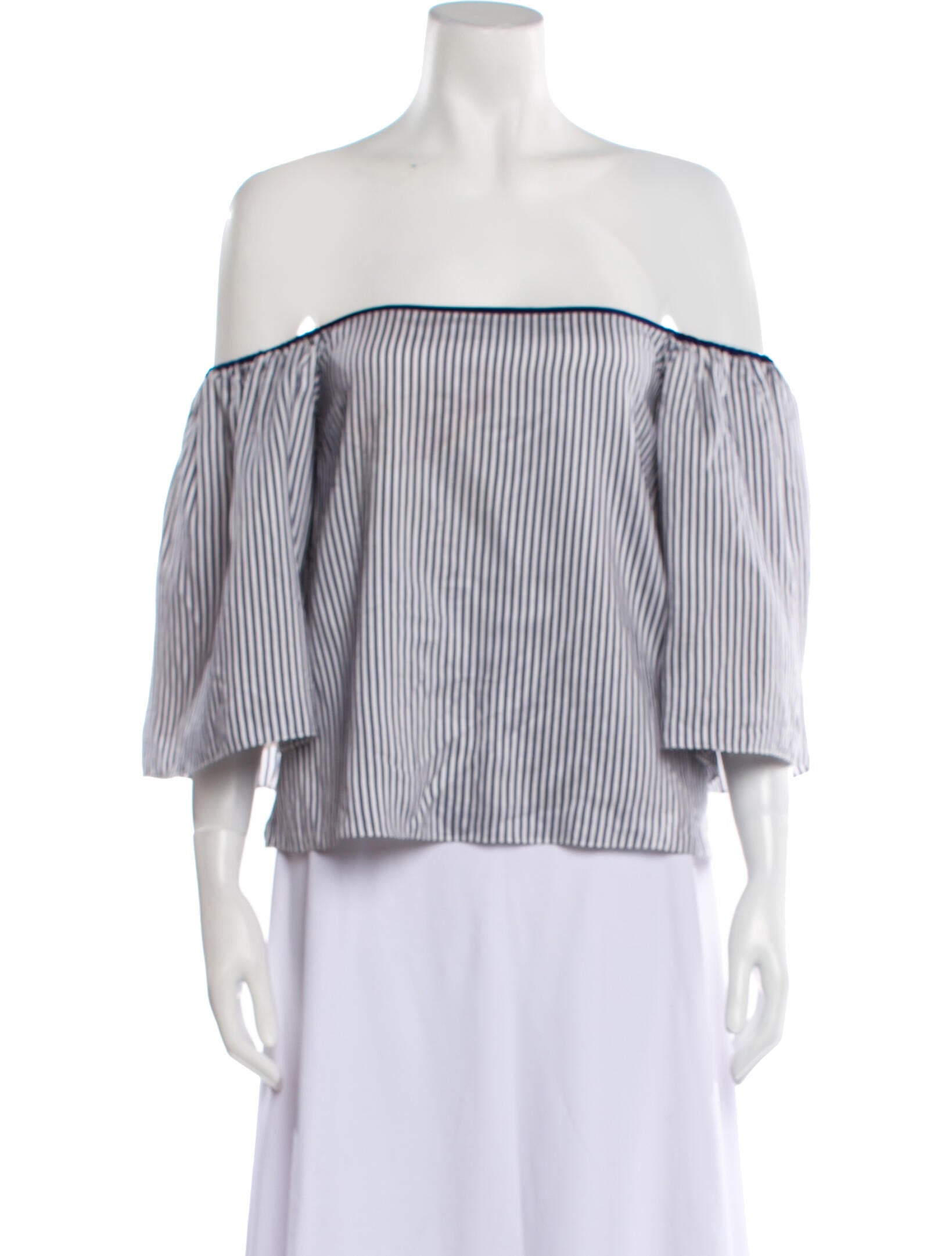 La Ligne Striped Off-The-Shoulder Crop Top