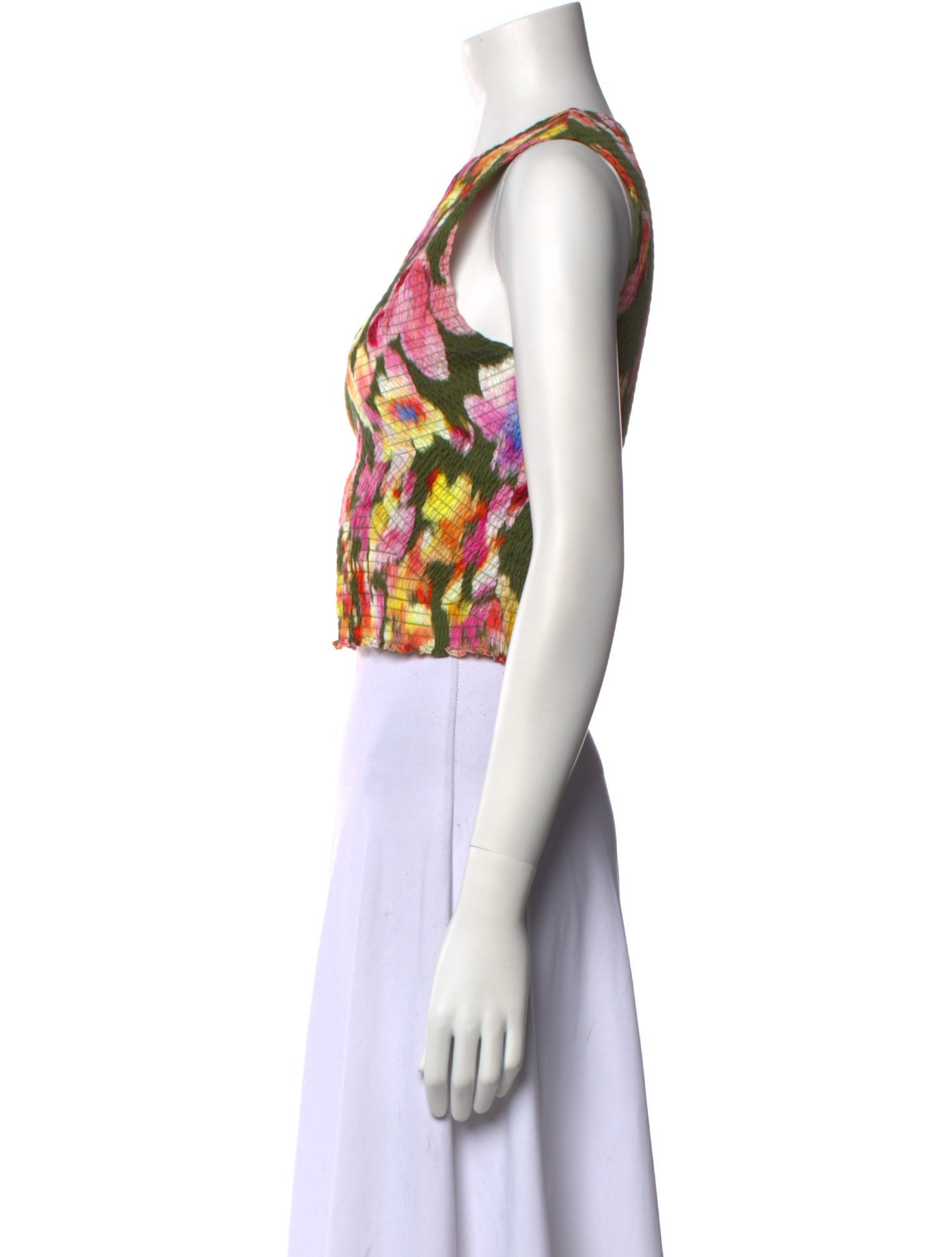 La Ligne Floral Print Crew Neck Crop Top