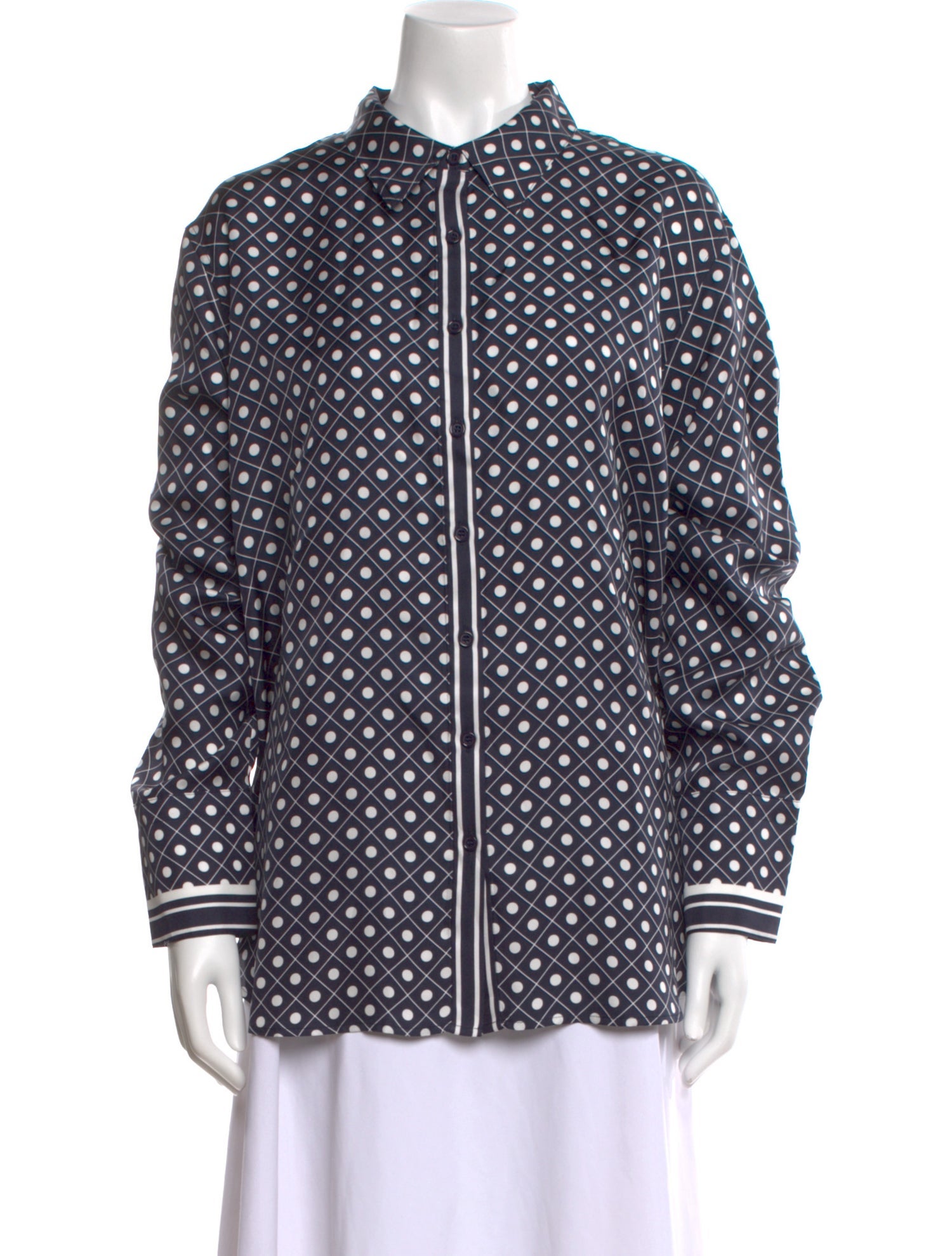 La Ligne Silk Polka Dot Print Button-Up Top w/ Tags