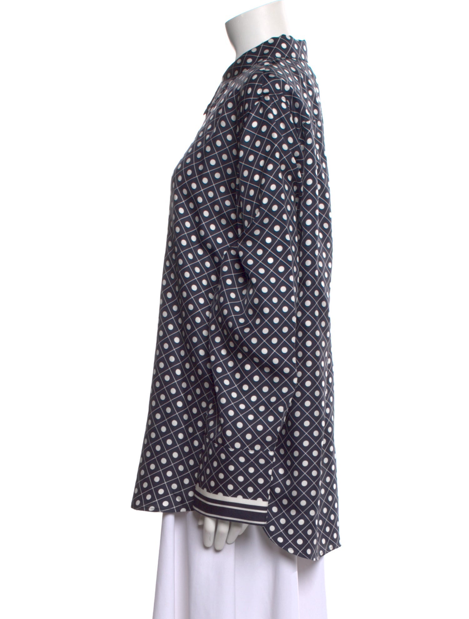 La Ligne Silk Polka Dot Print Button-Up Top w/ Tags