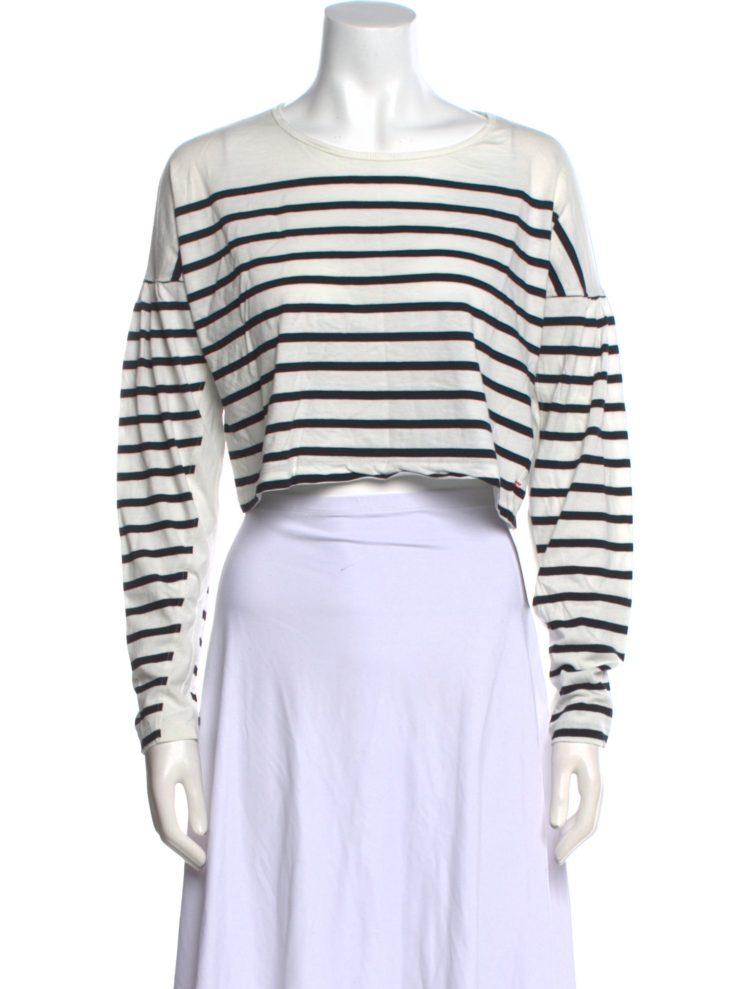 La Ligne Striped Bateau Neckline Crop Top