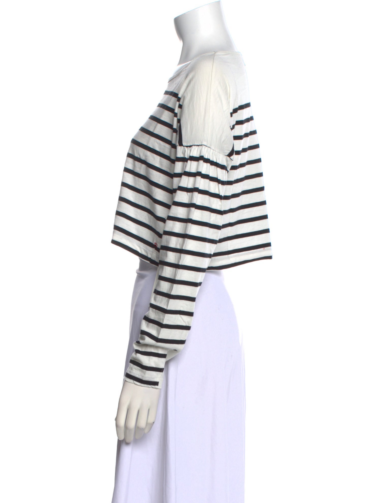 La Ligne Striped Bateau Neckline Crop Top