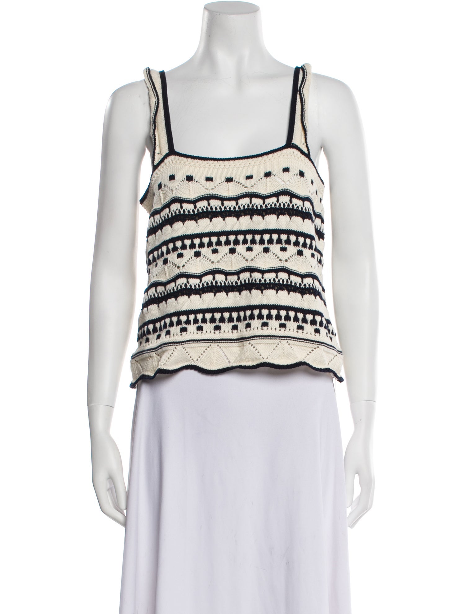 La Ligne Striped Square Neckline Crop Top