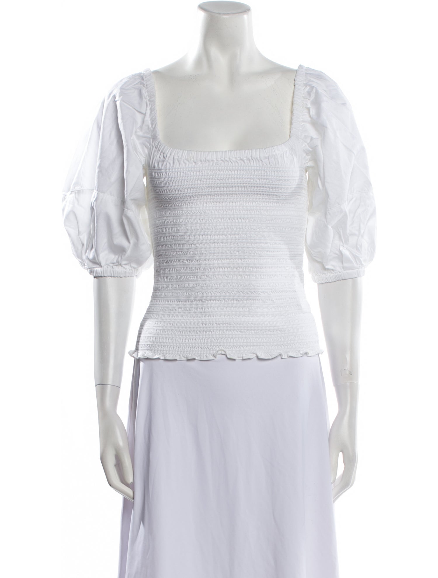 La Ligne Square Neckline Three-Quarter Sleeve Crop Top