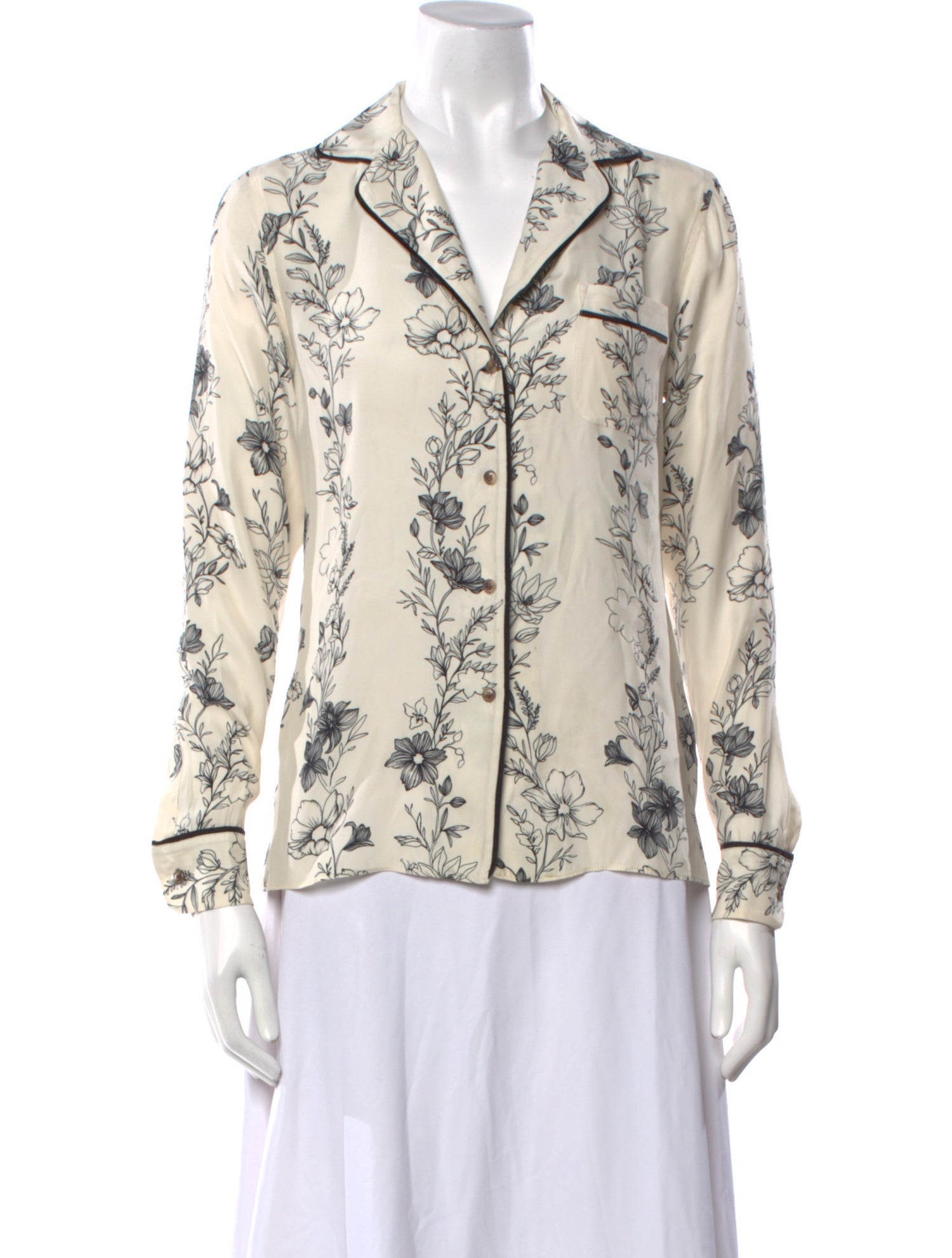 La Ligne Printed Long Sleeve Button-Up Top