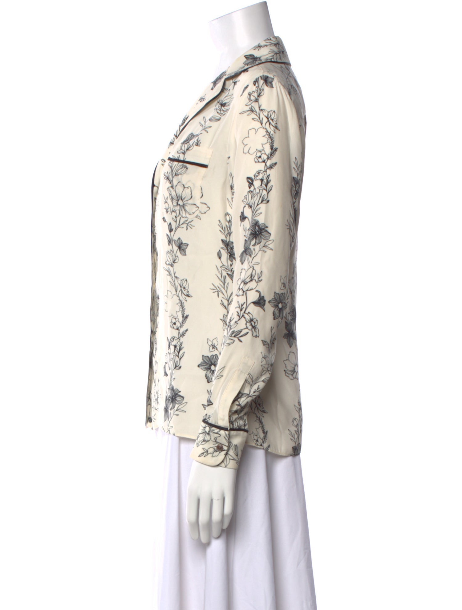 La Ligne Printed Long Sleeve Button-Up Top