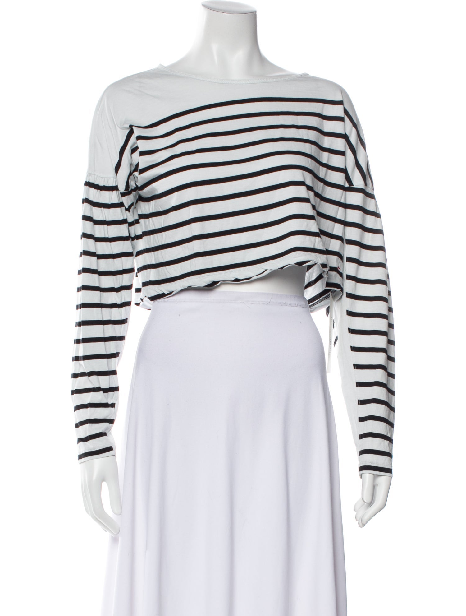 La Ligne Striped Bateau Neckline Crop Top