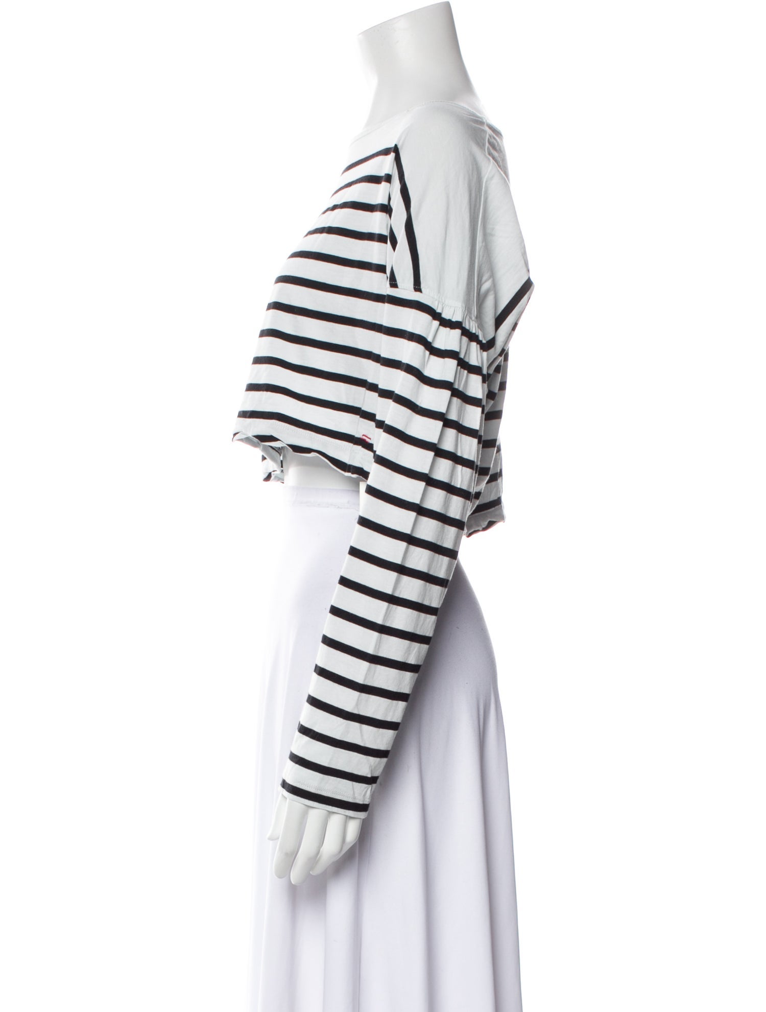 La Ligne Striped Bateau Neckline Crop Top