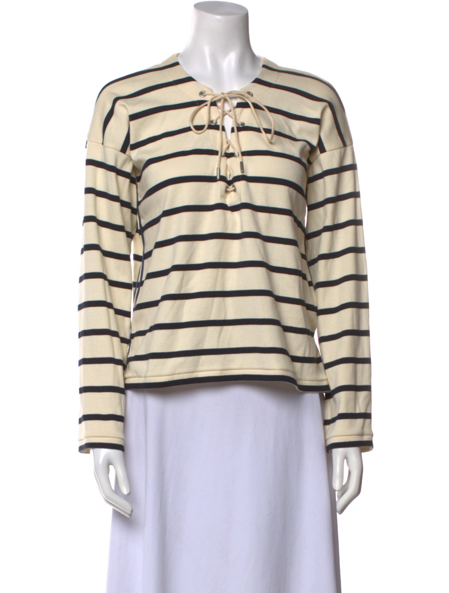 La Ligne Striped Tie Neck T-Shirt