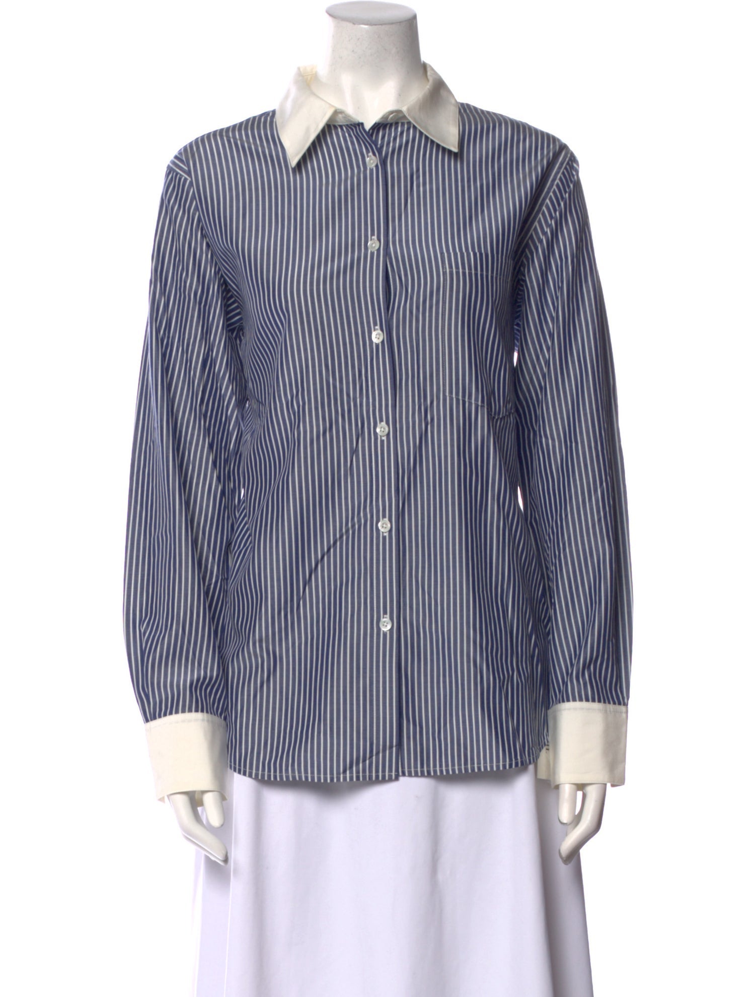 La Ligne Striped Long Sleeve Button-Up Top