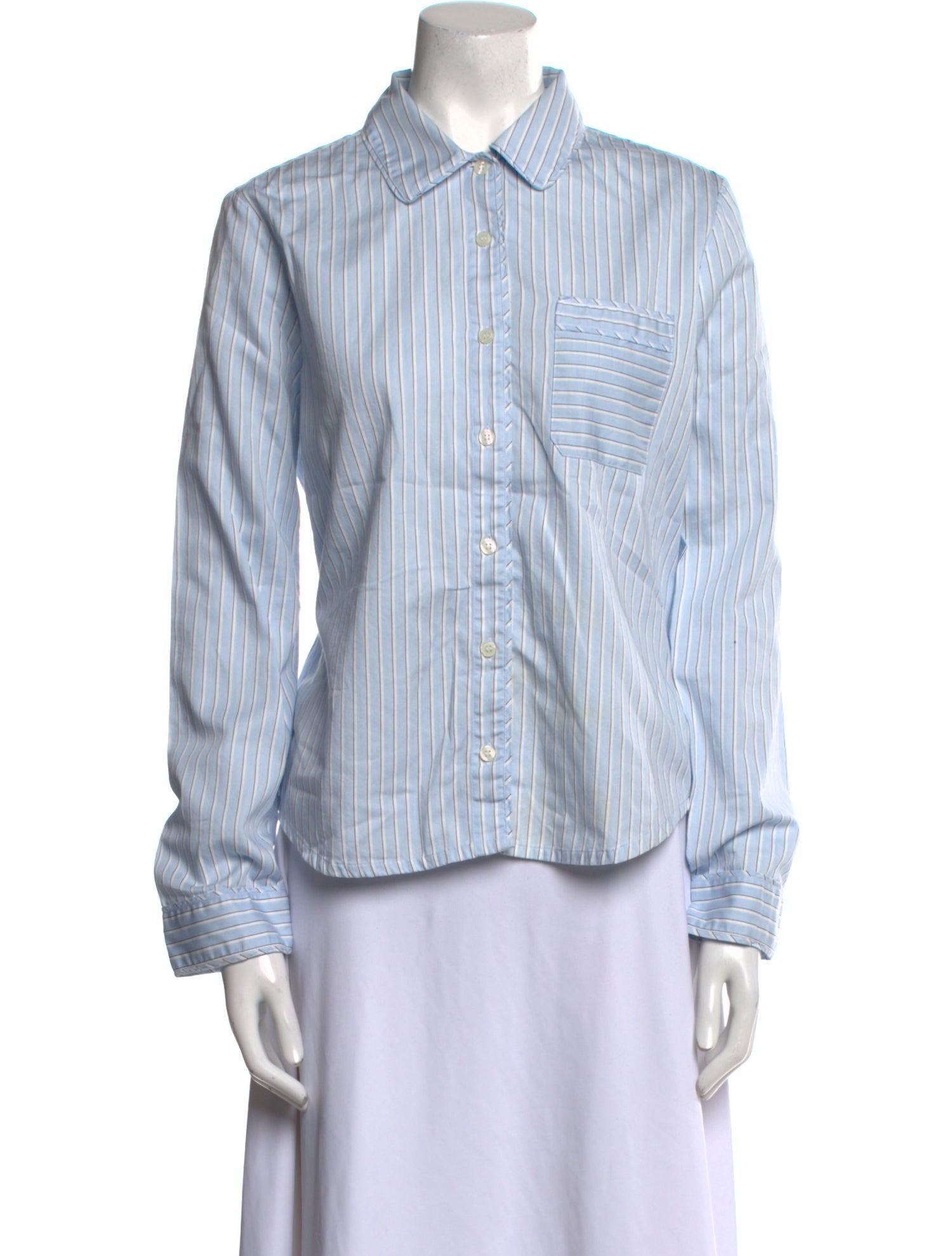 La Ligne Striped Long Sleeve Button-Up Top